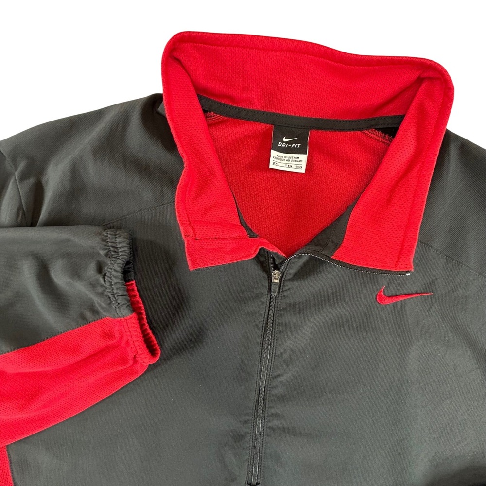 Nike Dri-FIT Pullover Mens XXL Black Red 1/4 Zip Colorblock Training Jacket